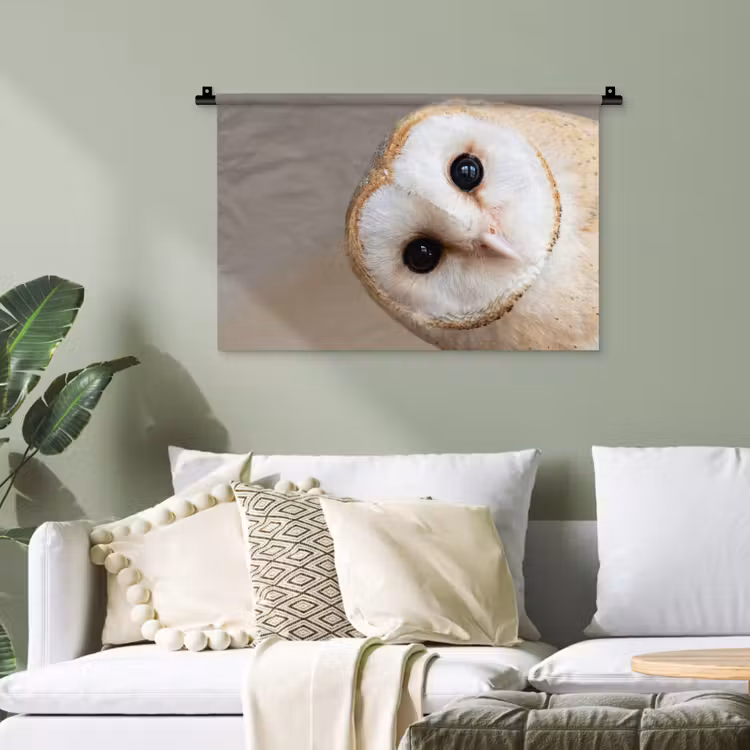 Uil - Bruin - Wit Wandkleed katoen klein -sfeer7