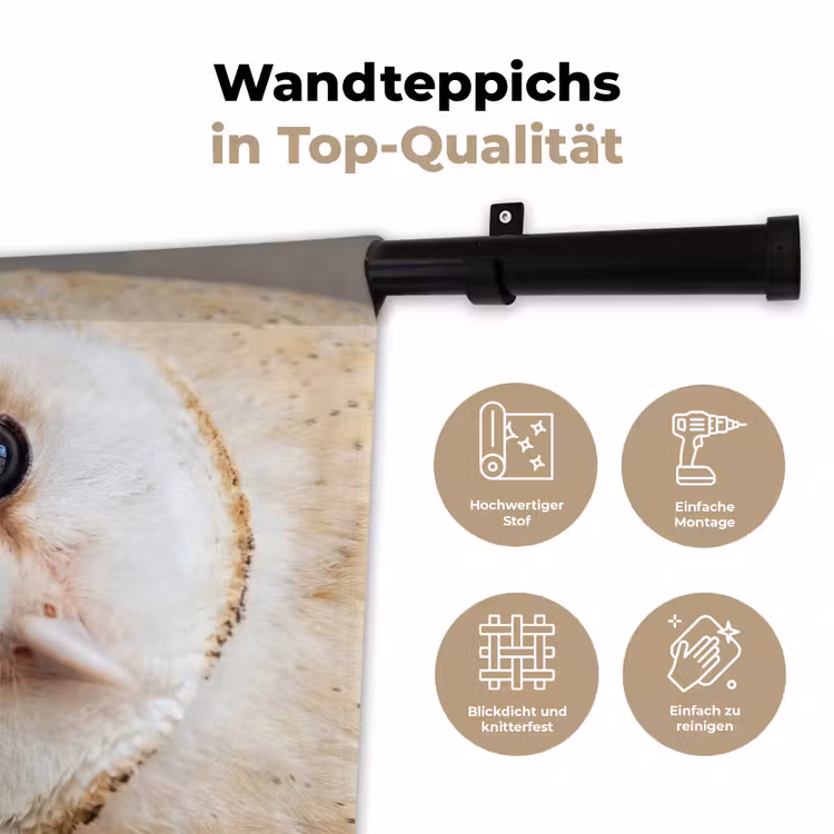 Uil - Bruin - Wit Wandkleed katoen klein -tsfeer2_DE