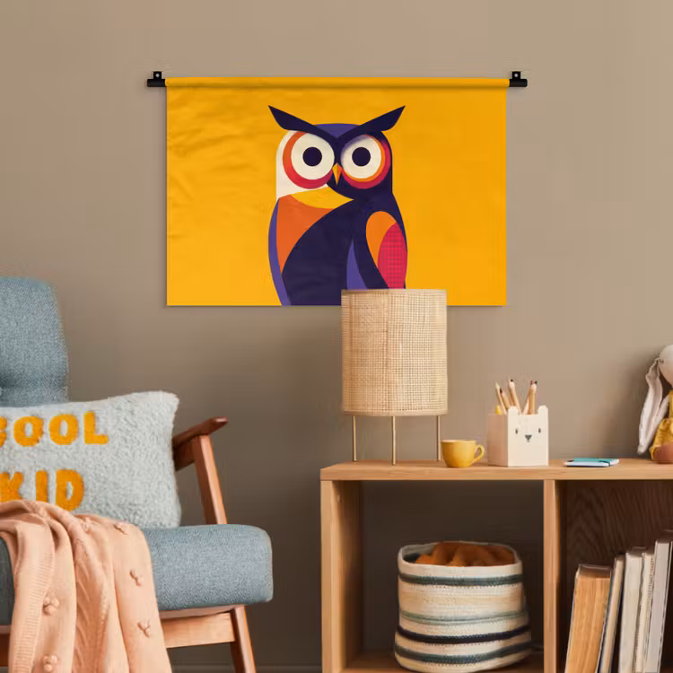 Uil - Grafisch - Kleurrijk - Ogen Wandkleed katoen klein -wsfeer4_kind