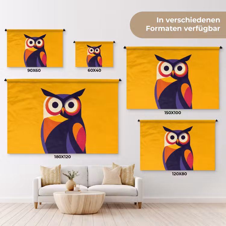 Uil - Grafisch - Kleurrijk - Ogen Wandkleed katoen klein -tsfeer8_DE