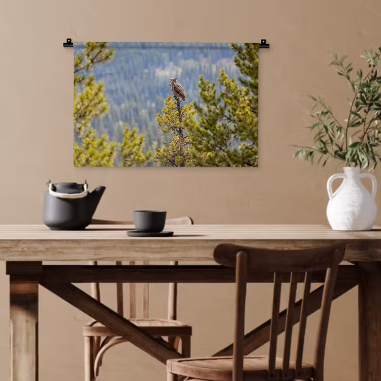 Uil - Oehoe - Bomen - Natuur Wandkleed katoen klein -sfeer6