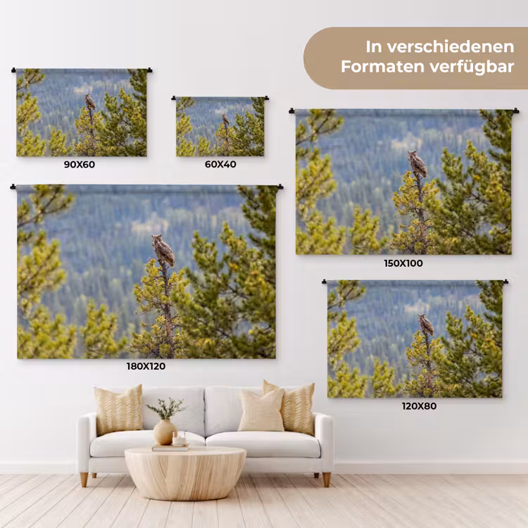 Uil - Oehoe - Bomen - Natuur Wandkleed katoen klein -tsfeer8_DE
