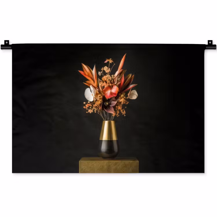 Exotisch - Boeket - Vaas - Goud Wandkleed katoen klein -zz3d