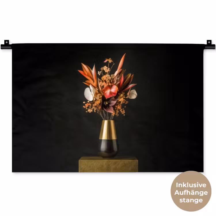Exotisch - Boeket - Vaas - Goud Wandkleed katoen klein -t3d_DE