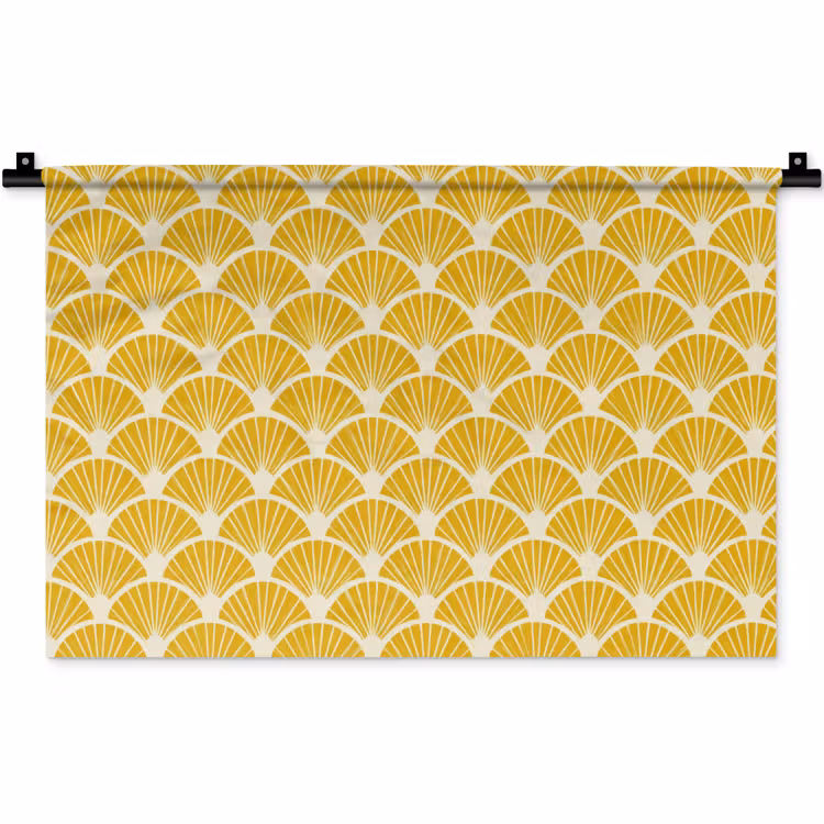 Waaiers - Art Deco - Retro - Okergeel Wandkleed katoen klein 269 -zz3d