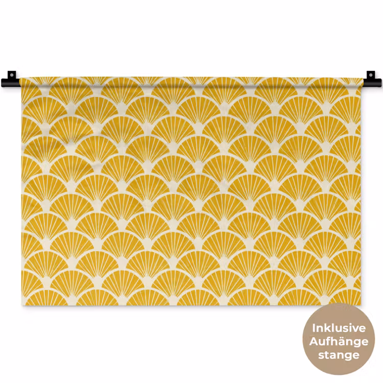 Waaiers - Art Deco - Retro - Okergeel Wandkleed katoen klein 269 -t3d_DE