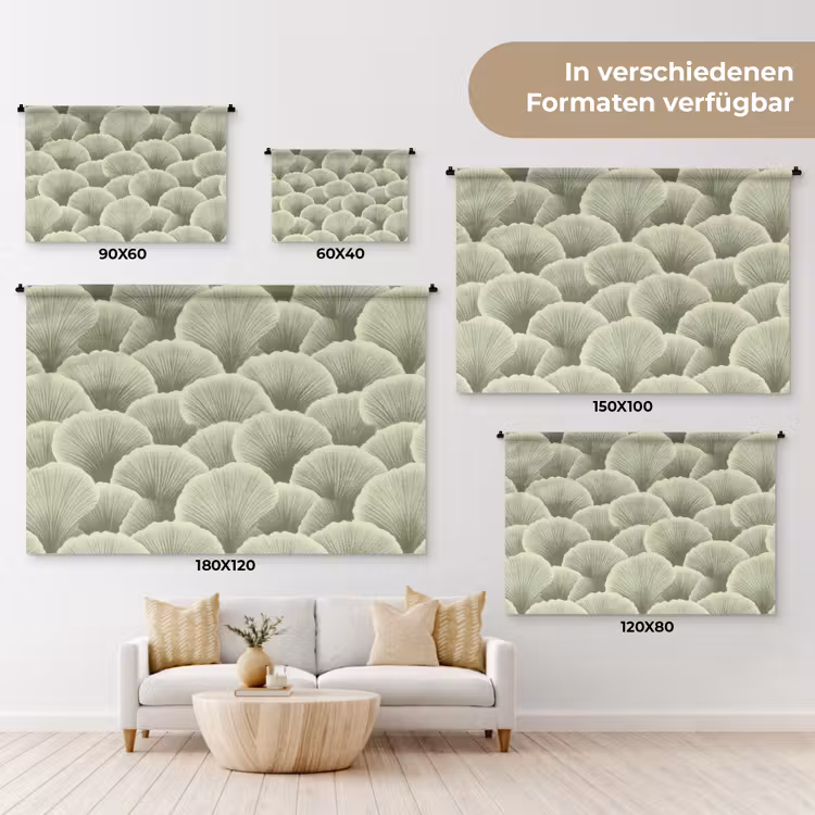 Waaier - Blad - Groen Wandkleed katoen klein 269 -tsfeer8_DE