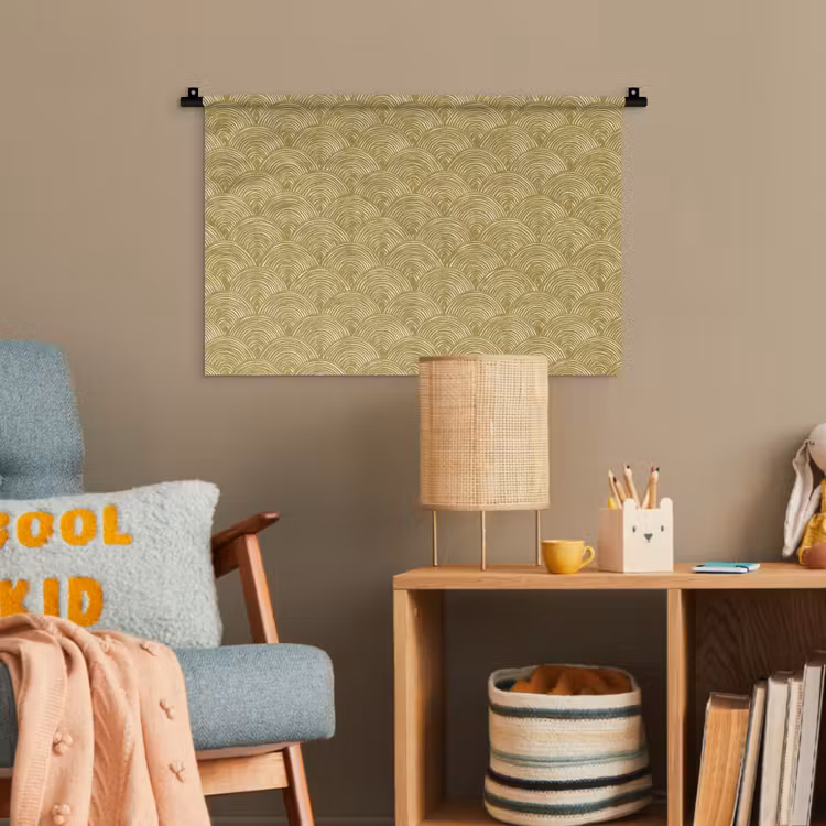 Waaier - Geometrisch - Groen Wandkleed katoen klein 269 -wsfeer4_kind