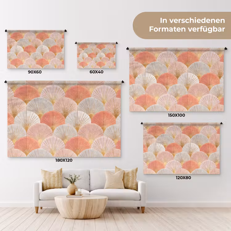 Waaiers - Goud - Roze Wandkleed katoen klein 269 -tsfeer8_DE