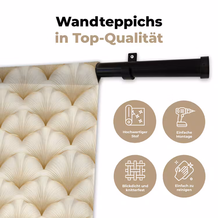 Waaier - Motief - Goud Wandkleed katoen klein 269 -tsfeer2_DE
