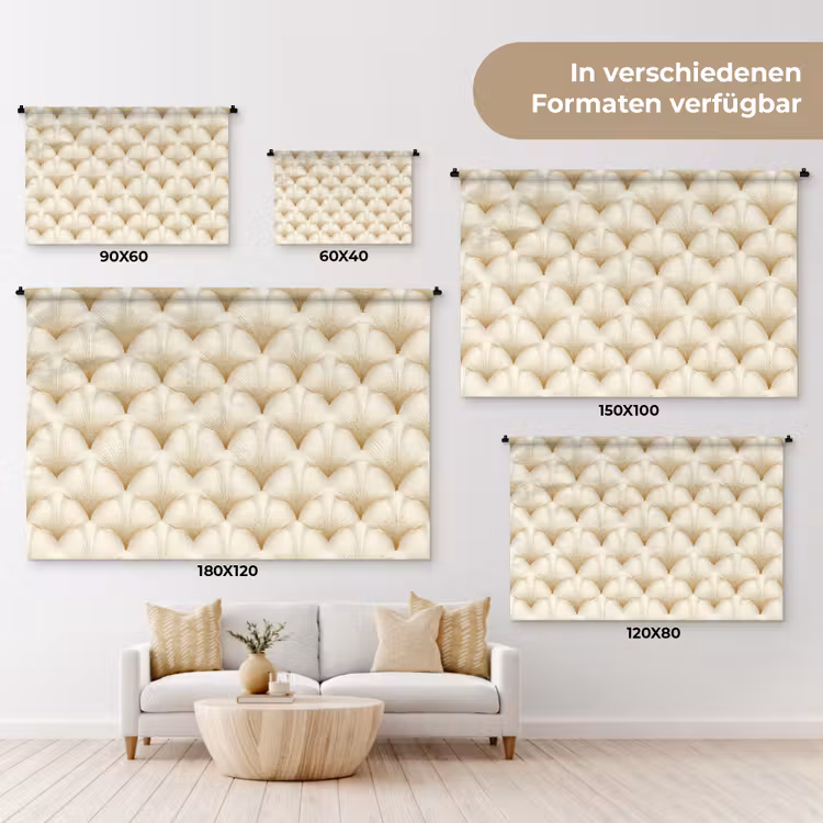 Waaier - Motief - Goud Wandkleed katoen klein 269 -tsfeer8_DE