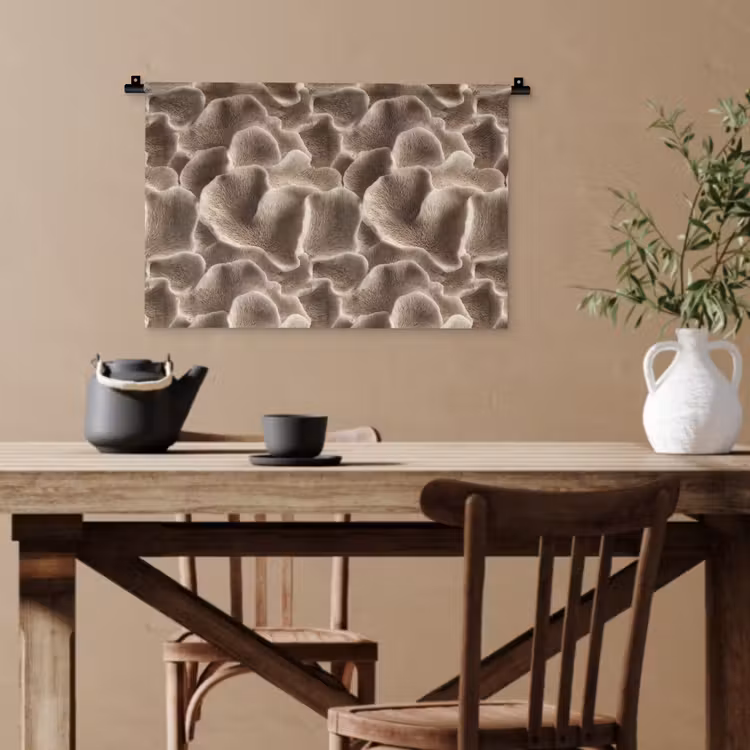 Waaiervorm - Beige - Vezel textuur Wandkleed katoen klein 269 -sfeer6