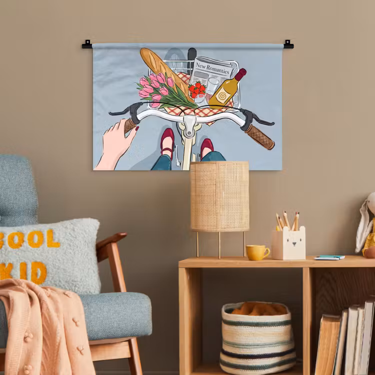 Fiets - Picknick - Zomer - Illustratie Wandkleed katoen klein -wsfeer4_kind