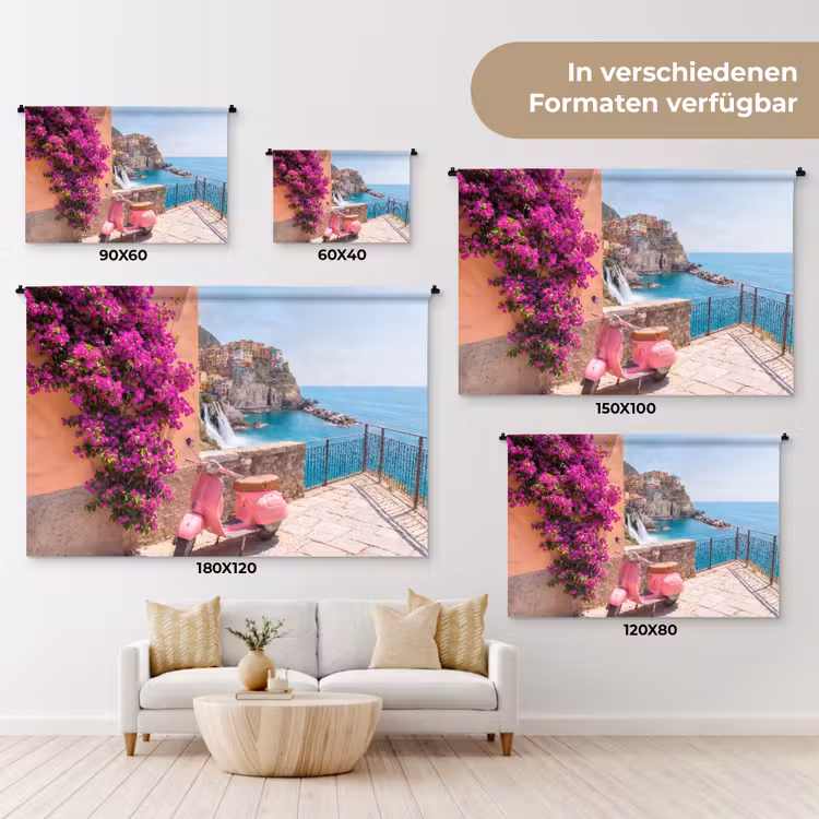 Voertuig - Roze - Kust - Zomer - Reizen Wandkleed katoen klein -tsfeer8_DE