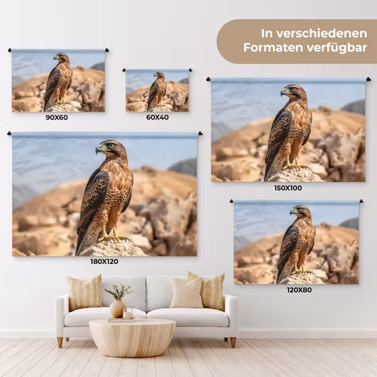 Valk - Vogel - Rots - Macht Wandkleed katoen klein -tsfeer8_DE
