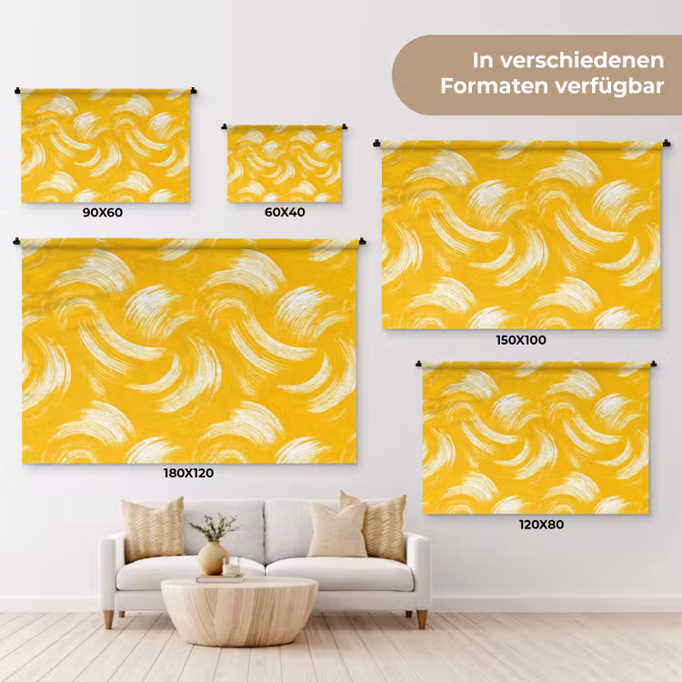Verfstreken - Abstract - Dynamisch - Geel Wandkleed katoen klein 269 -tsfeer8_DE