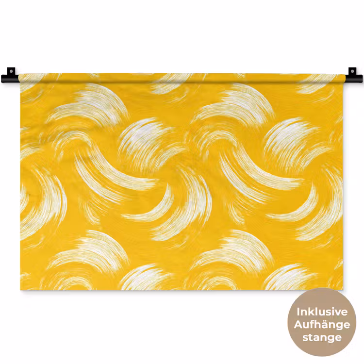 Verfstreken - Abstract - Dynamisch - Geel Wandkleed katoen klein 269 -t3d_DE