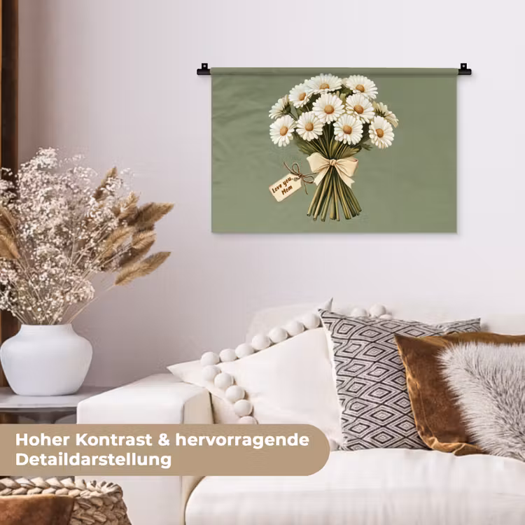 Lint - Boeket - Groen - Quote Wandkleed katoen klein -tsfeer1_DE