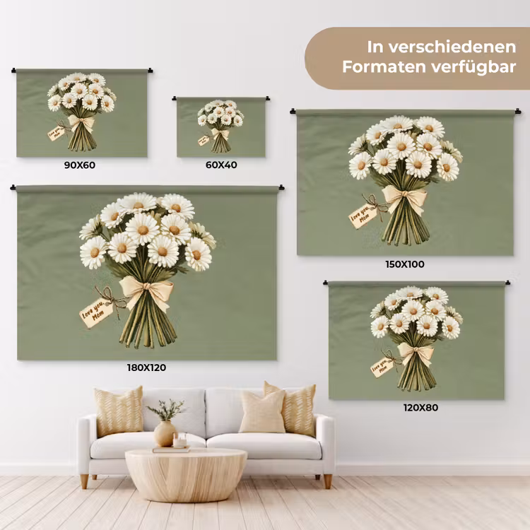 Lint - Boeket - Groen - Quote Wandkleed katoen klein -tsfeer8_DE