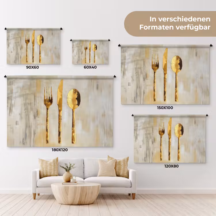 Verf - Goud - Bestek Wandkleed katoen klein -tsfeer8_DE
