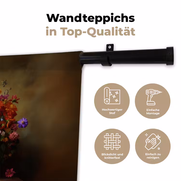 Kleuren - Boeket - Vaas - Hout Wandkleed katoen klein -tsfeer2_DE