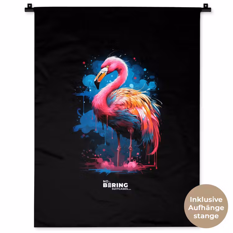 Gekleurde flamingo voor een verfexplosie Wandkleed katoen klein -t3d_DE