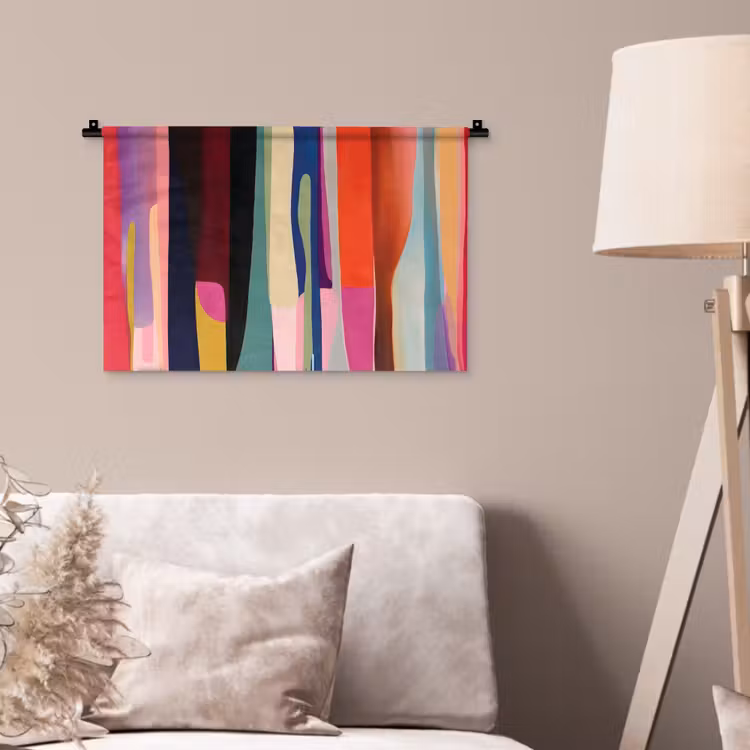 Kleurbanen - Verticaal - Kleurrijk Wandkleed katoen klein -sfeer4