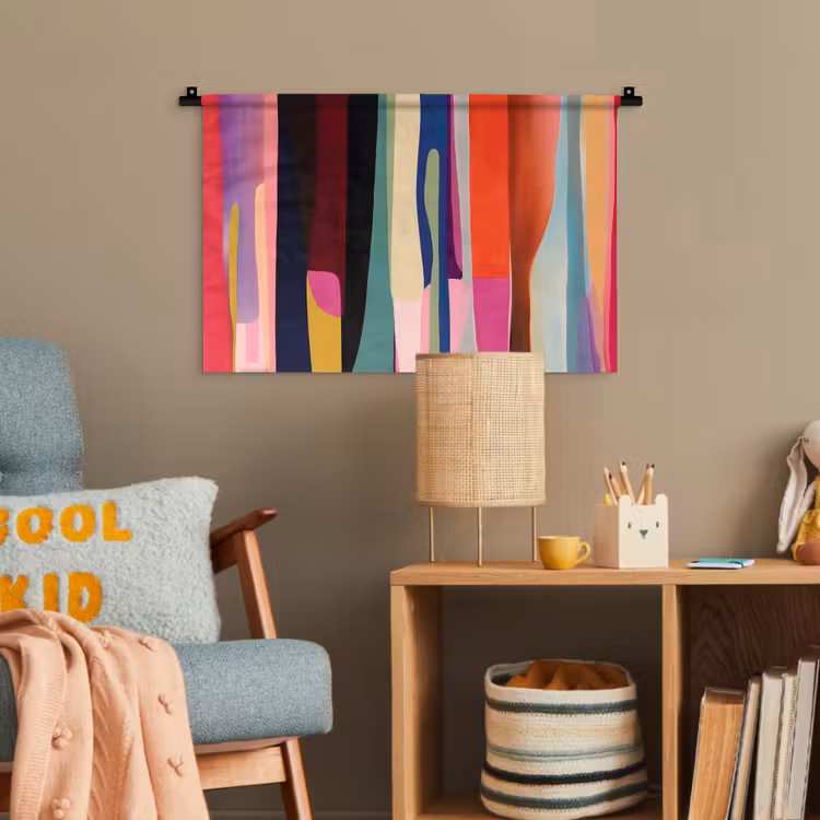 Kleurbanen - Verticaal - Kleurrijk Wandkleed katoen klein -wsfeer4_kind