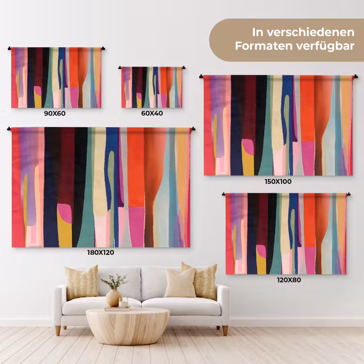 Kleurbanen - Verticaal - Kleurrijk Wandkleed katoen klein -tsfeer8_DE