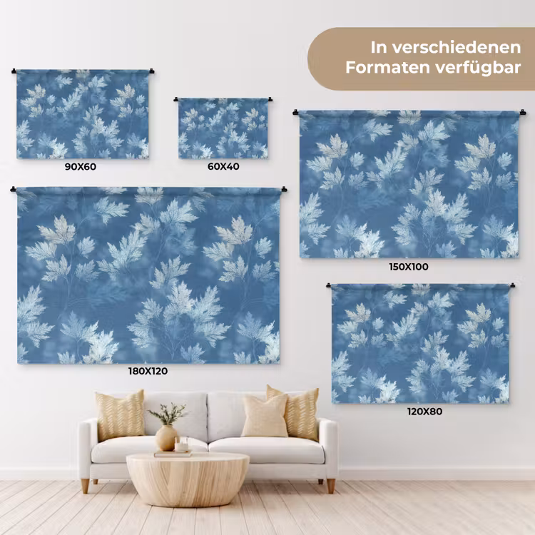 Varen - Botanisch - Patroon - Grijsblauw Wandkleed katoen klein 269 -tsfeer8_DE