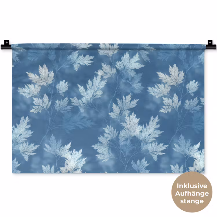 Varen - Botanisch - Patroon - Grijsblauw Wandkleed katoen klein 269 -t3d_DE
