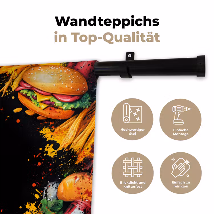 Fastfood - Graffiti - Hamburger - Eten - Modern Wandkleed katoen klein -tsfeer2_DE