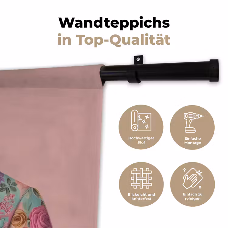 Luiaard - Bloemenprint - Bril - Roze Wandkleed katoen klein -tsfeer2_DE
