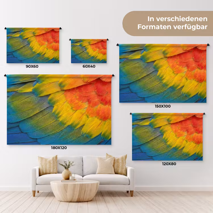 Veren - Ara - Kleurrijk Wandkleed katoen klein -tsfeer8_DE