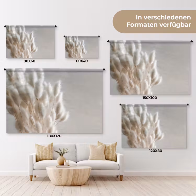 Pluimen - Beige - Minimalistisch Wandkleed katoen klein -tsfeer8_DE