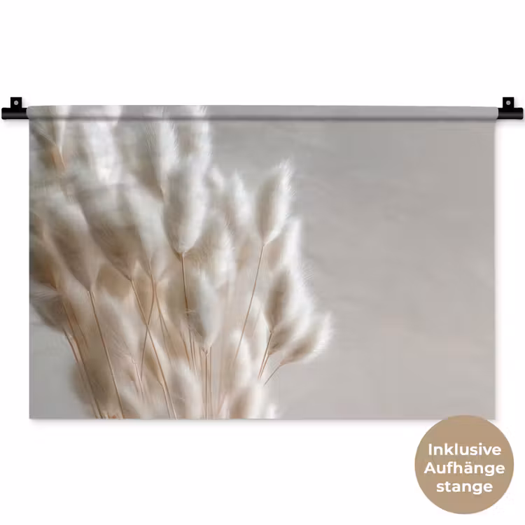 Pluimen - Beige - Minimalistisch Wandkleed katoen klein -t3d_DE