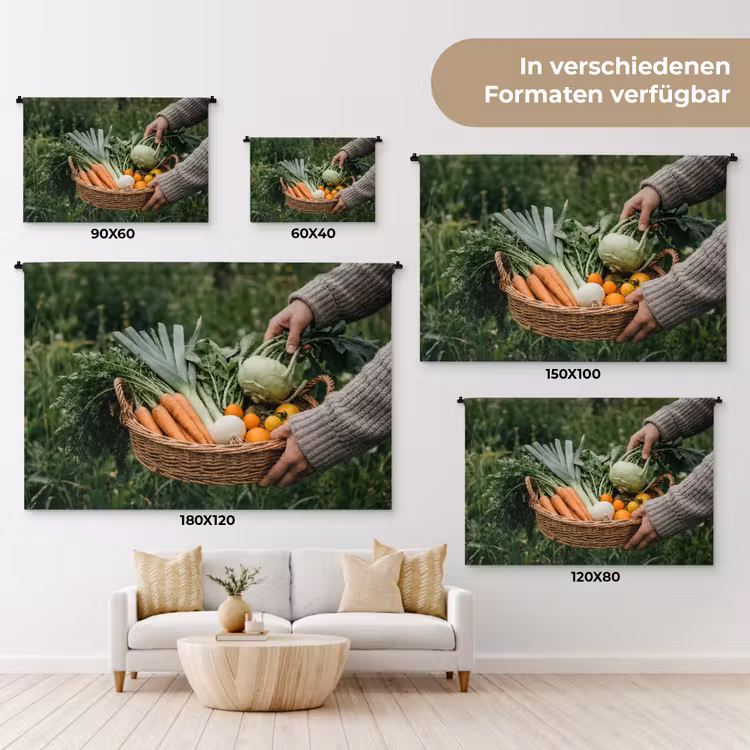 Veld - Groenten - Biologisch - Oogst Wandkleed katoen klein -tsfeer8_DE
