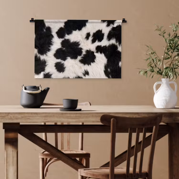Bont - Textuur - Zwart - Wit Wandkleed katoen klein -sfeer6