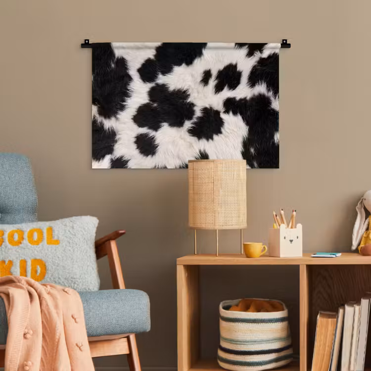 Bont - Textuur - Zwart - Wit Wandkleed katoen klein -wsfeer4_kind