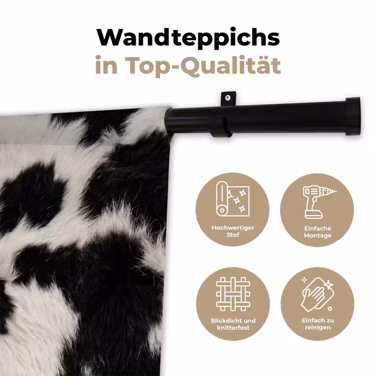 Bont - Textuur - Zwart - Wit Wandkleed katoen klein -tsfeer2_DE