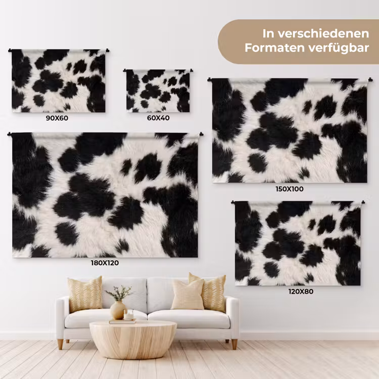 Bont - Textuur - Zwart - Wit Wandkleed katoen klein -tsfeer8_DE