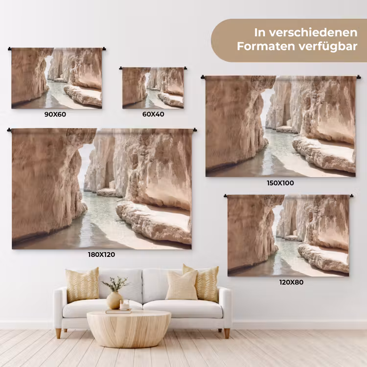 Rotsen - Zee - Zand - Kloof Wandkleed katoen klein -tsfeer8_DE