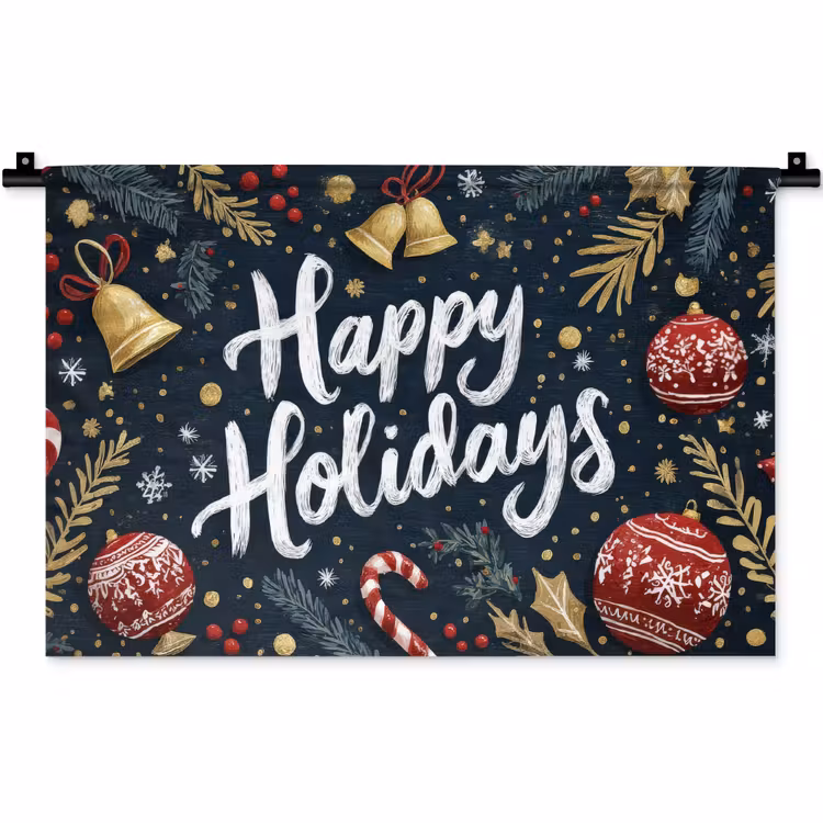 Feestelijk - Kerstgroet - Kleurrijk Wandkleed katoen klein -zz3d