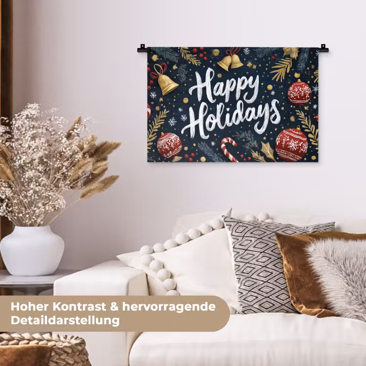 Feestelijk - Kerstgroet - Kleurrijk Wandkleed katoen klein -tsfeer1_DE