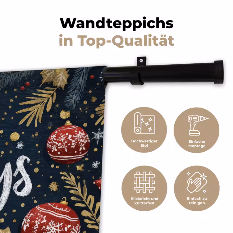 Feestelijk - Kerstgroet - Kleurrijk Wandkleed katoen klein -tsfeer2_DE