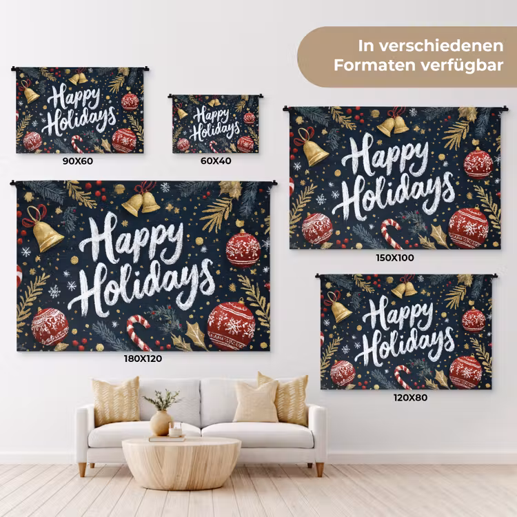 Feestelijk - Kerstgroet - Kleurrijk Wandkleed katoen klein -tsfeer8_DE