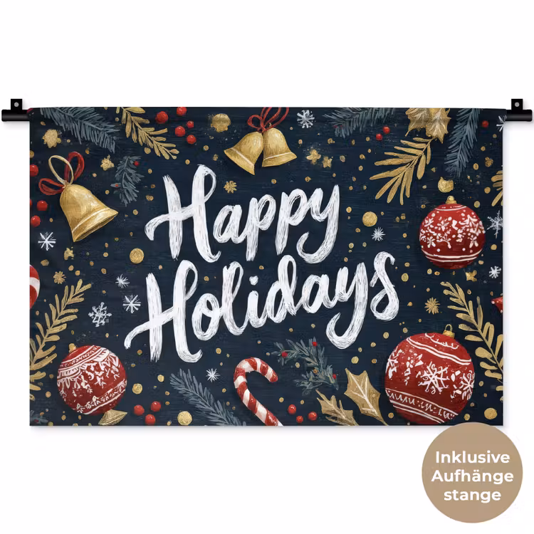 Feestelijk - Kerstgroet - Kleurrijk Wandkleed katoen klein -t3d_DE