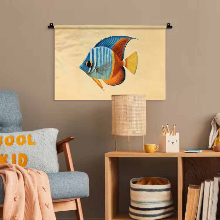 Vis - Vinnen - Blauw - Ogen Wandkleed katoen klein -wsfeer4_kind