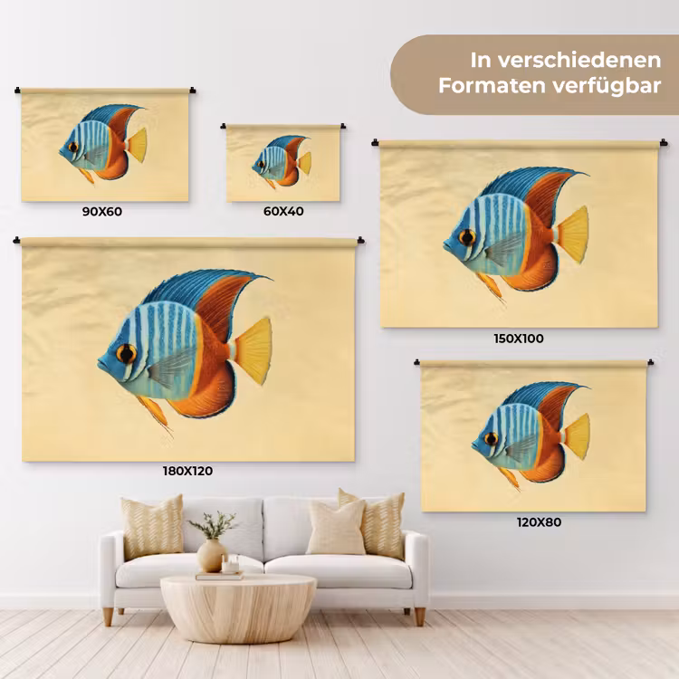 Vis - Vinnen - Blauw - Ogen Wandkleed katoen klein -tsfeer8_DE