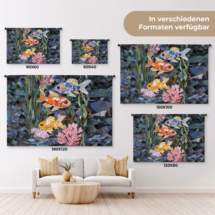 Vissen - Koraal - Zee - Mozaïek Wandkleed katoen klein -tsfeer8_DE